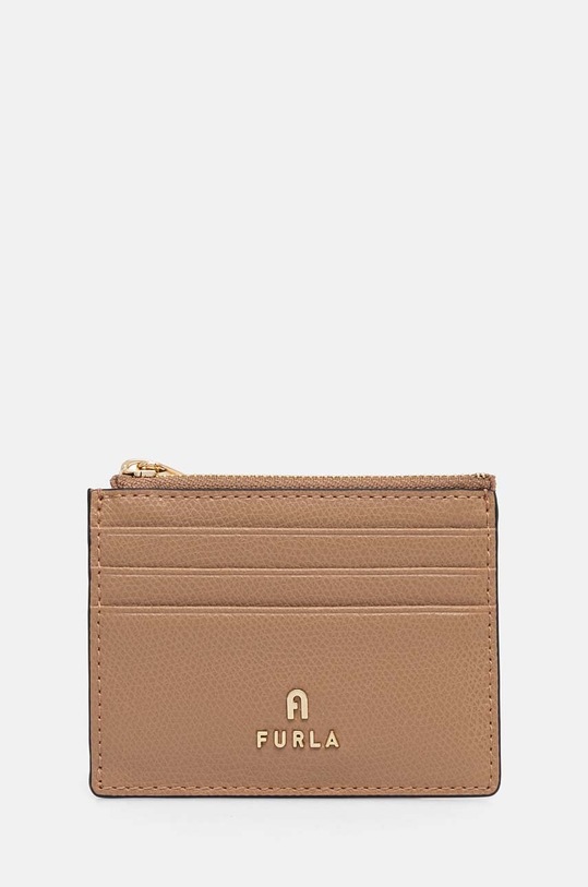 Кожен калъф за карти Furla гладка кожа бежов WP00388.ARE000.YU500