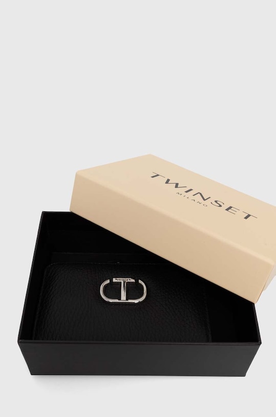 Twinset portfel skórzany czarny 242TB7017