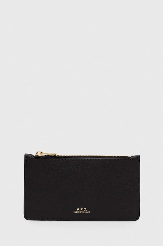 A.P.C. leather wallet porte-cartes willow grain leather black PXAWV.F63276