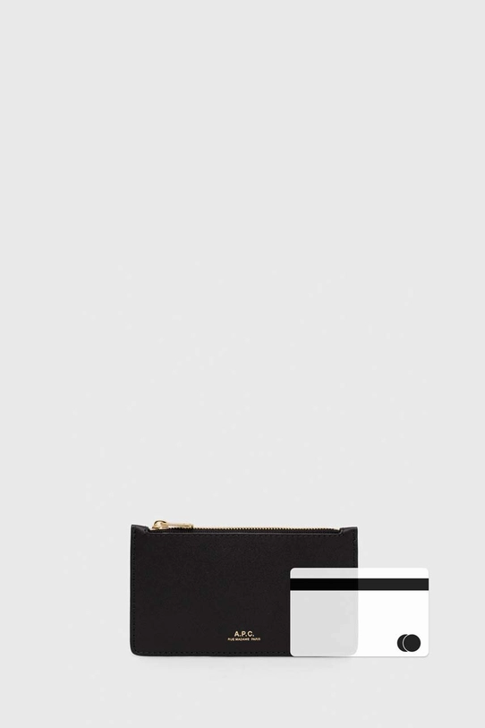 Accessories A.P.C. leather wallet porte-cartes willow PXAWV.F63276 black