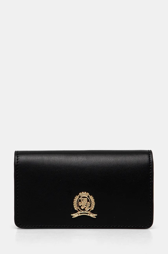 Кожен портфейл Tommy Hilfiger гладка кожа черен AW0AW16576