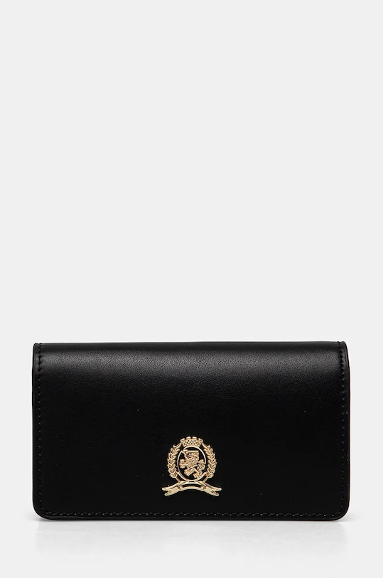 Кожен портфейл Tommy Hilfiger гладка кожа черен AW0AW16576