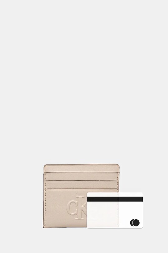 Pouzdro na karty Calvin Klein Jeans béžová K60K612747