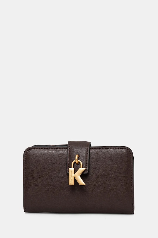Karl Lagerfeld portfel skórzany skóra licowa brązowy 246W3216