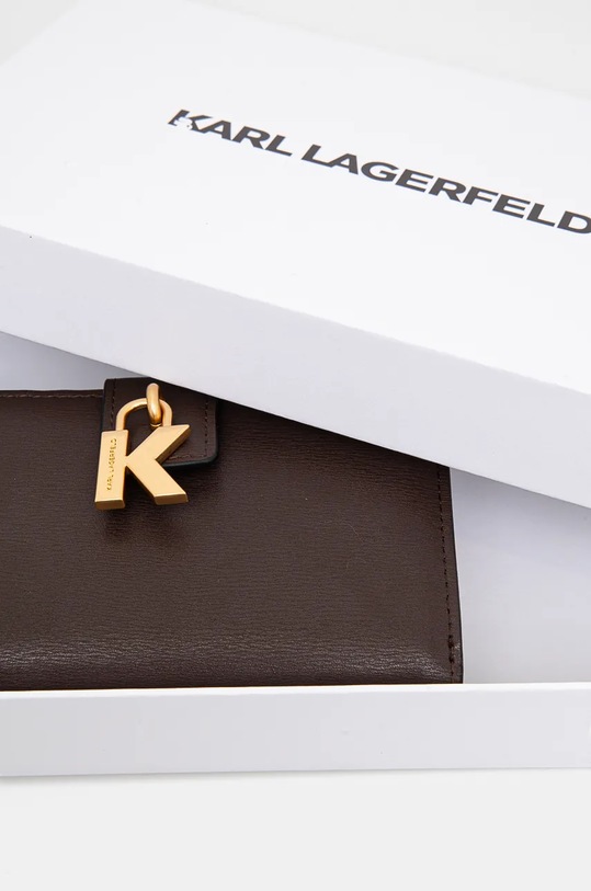 Karl Lagerfeld portfel skórzany brązowy 246W3216