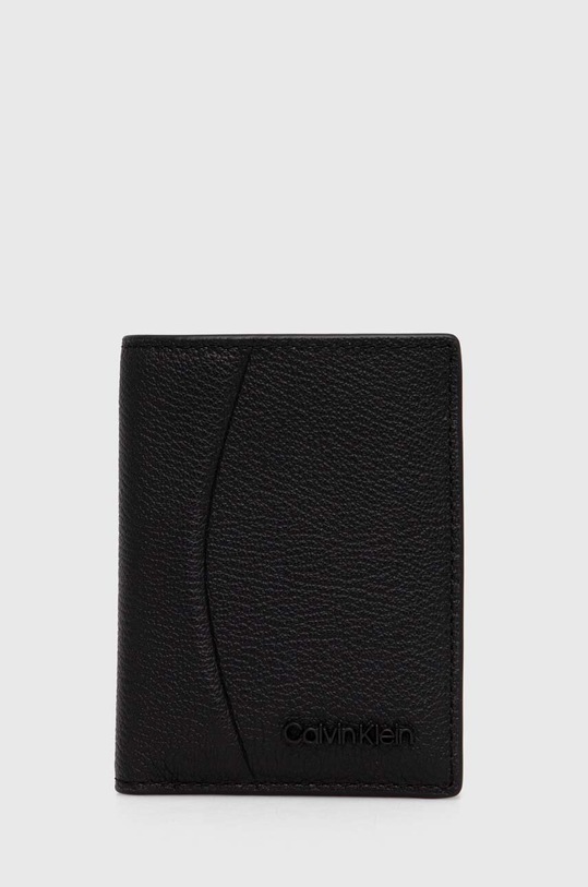 Кожен калъф за карти Calvin Klein гладка кожа черен K50K511936