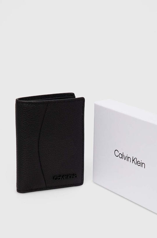 Кожен калъф за карти Calvin Klein черен K50K511936