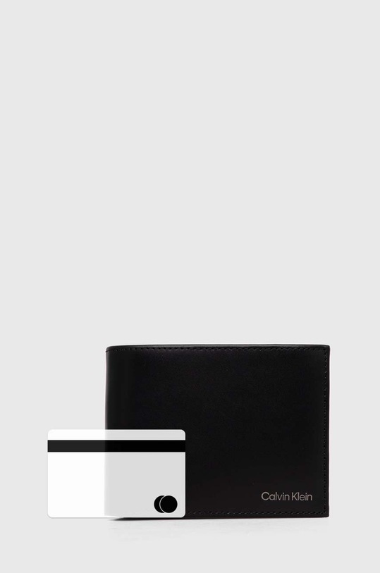 Δερμάτινο πορτοφόλι Calvin Klein K50K512078 μαύρο
