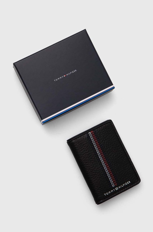 Kožená peněženka Tommy Hilfiger černá AM0AM12659