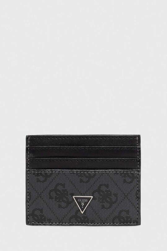 Шкіряний чохол на банківські карти Guess MITO лицьова шкіра чорний SMVELE.LEA25