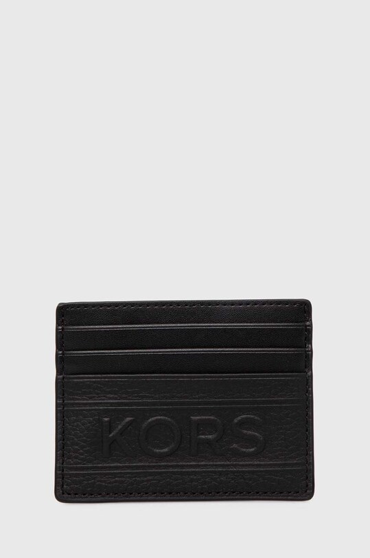 Шкіряний чохол на банківські карти Michael Kors лицьова шкіра чорний 39T4LHDD2O