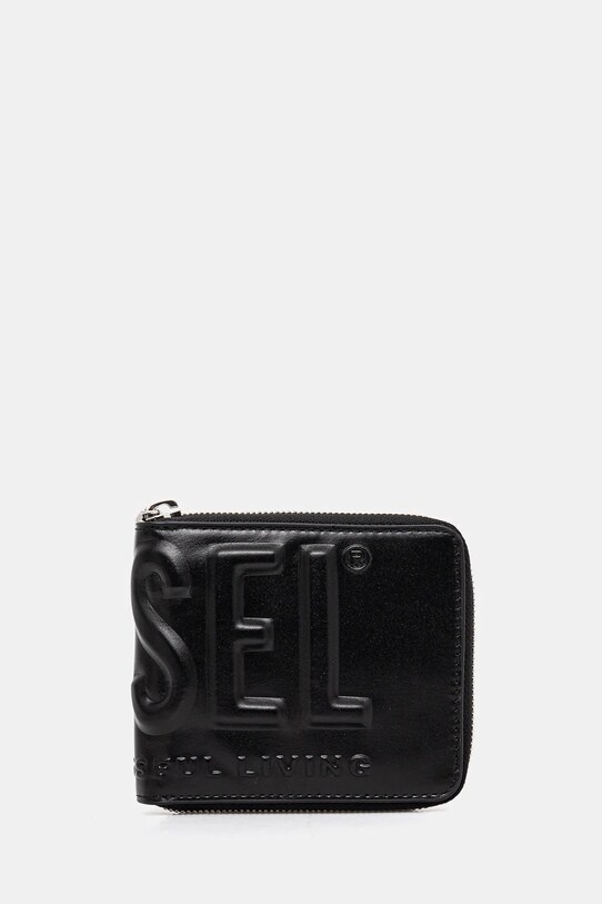 Кожаный кошелек Diesel DSL 3D- BI FOLD COIN ZIP XS кожа чёрный X10007.PR818