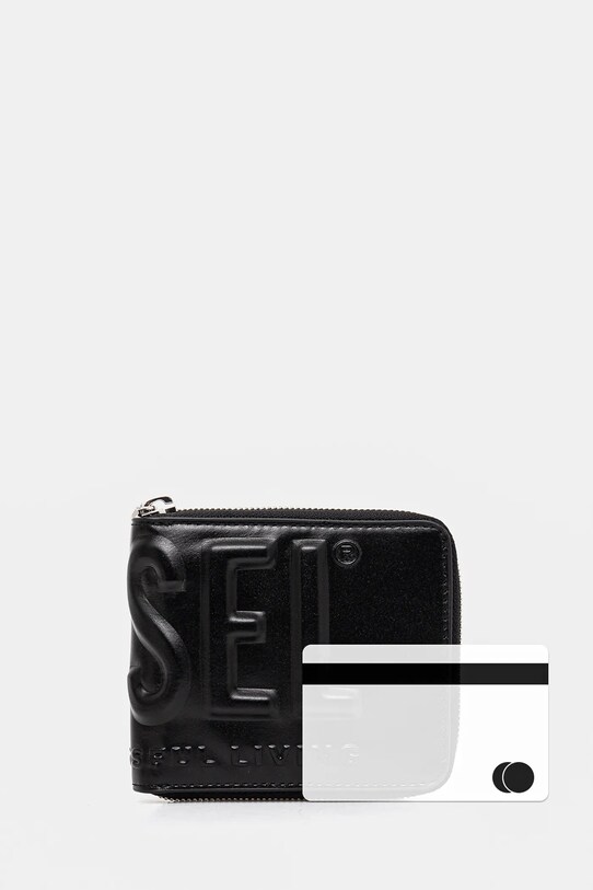 Кожаный кошелек Diesel DSL 3D- BI FOLD COIN ZIP XS X10007.PR818 чёрный