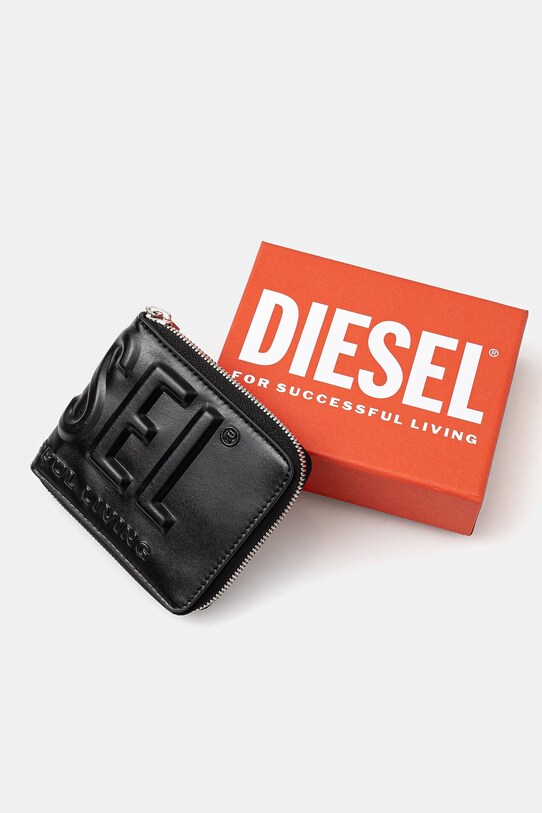 Кожаный кошелек Diesel DSL 3D- BI FOLD COIN ZIP XS чёрный X10007.PR818