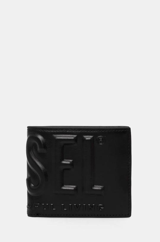Diesel portfel skórzany DSL 3D BI FOLD COIN S skóra licowa czarny X10008.PR818