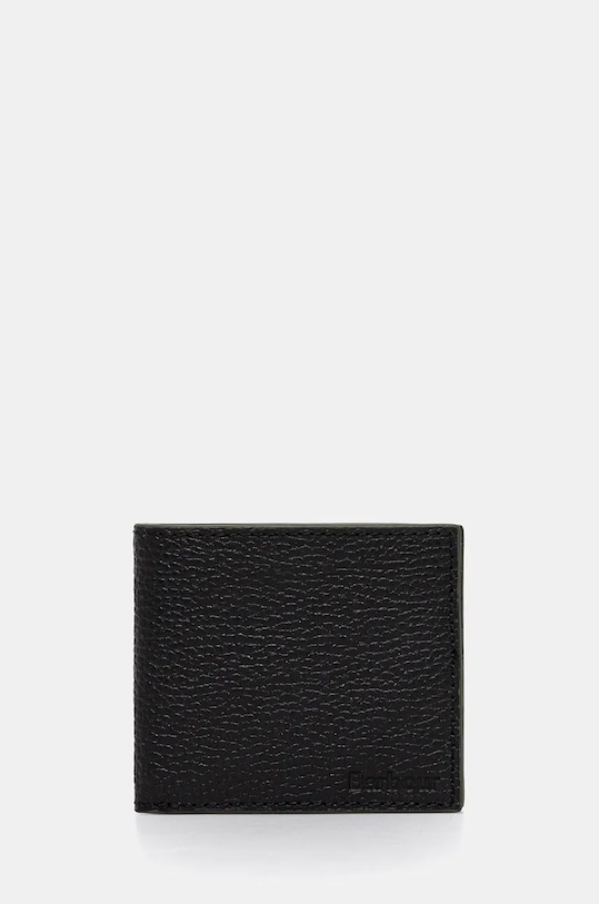 Шкіряний гаманець Barbour лицьова шкіра чорний MLG0021