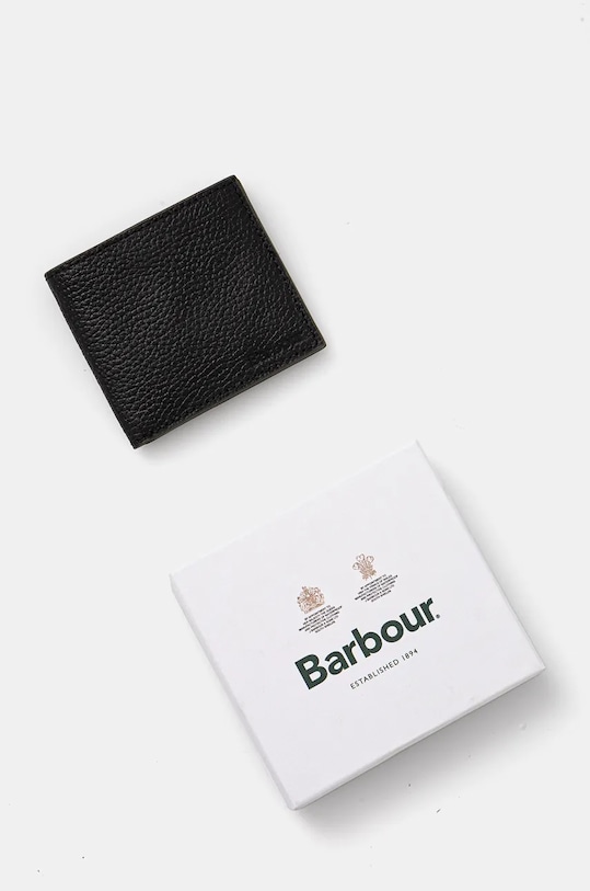 Шкіряний гаманець Barbour чорний MLG0021
