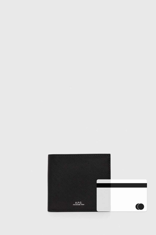 A.P.C. portofel de piele new portefeuille london PXBJQ.H63340 negru