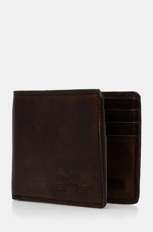 Pepe Jeans portofel de piele TATE WALLET PM070387 maro AW24