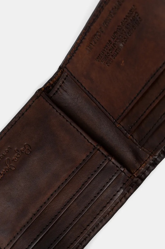 Pepe Jeans portofel de piele TATE WALLET maro PM070387