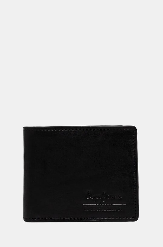 Pepe Jeans portofel de piele TATE WALLET piele negru PM070387