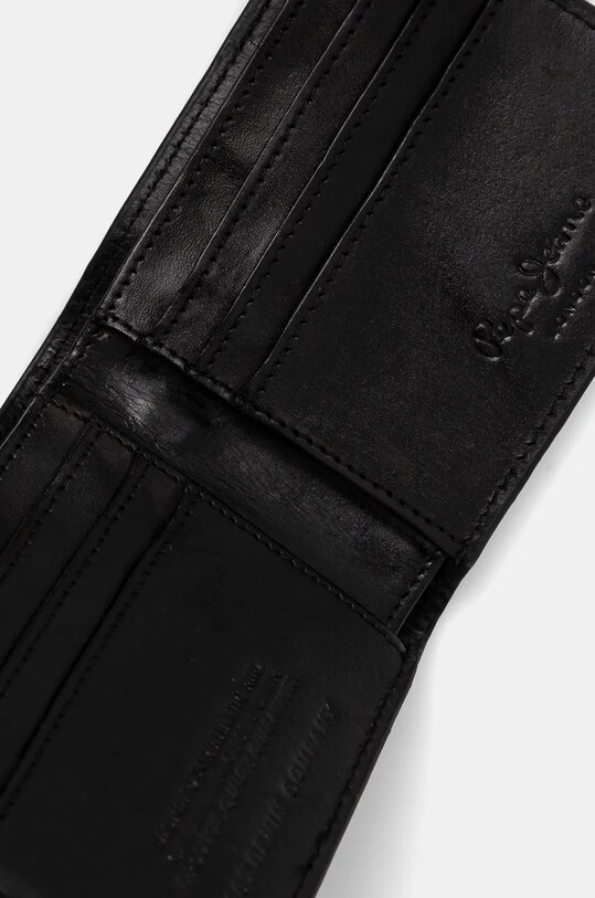 Pepe Jeans portofel de piele TATE WALLET negru PM070387