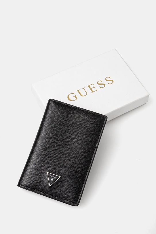 Guess etui na karty skórzane MADRID czarny SMMTSL.LEA56