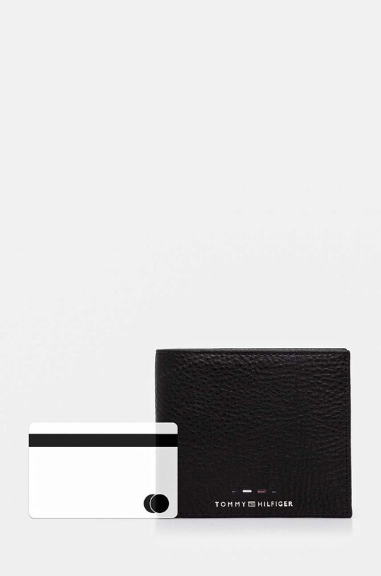 Kožená peňaženka Tommy Hilfiger AM0AM12762 čierna