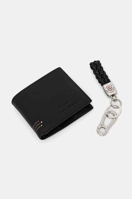 Aeronautica Militare portofel și breloc CN piele negru AM190