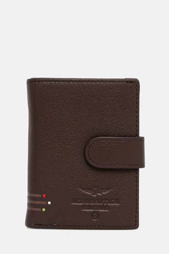 Кожен портфейл и ключодържател Aeronautica Militare CN гладка кожа кафяв AM193