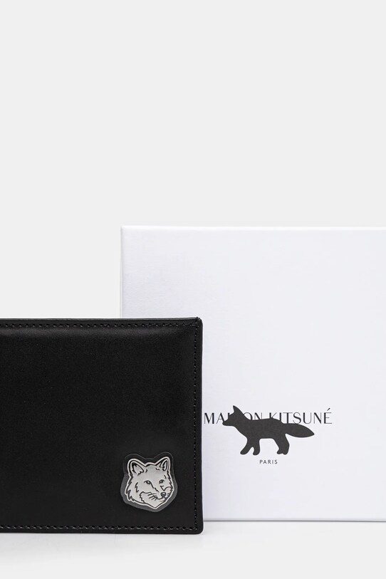 Maison Kitsuné leather wallet Fox Head Bifold black MM05344LR0001