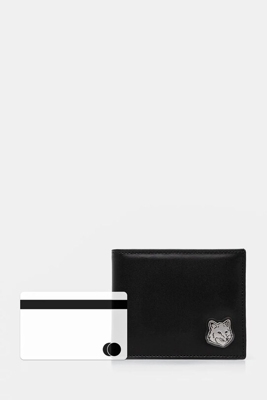 Maison Kitsuné leather wallet Fox Head Bifold MM05344LR0001 black