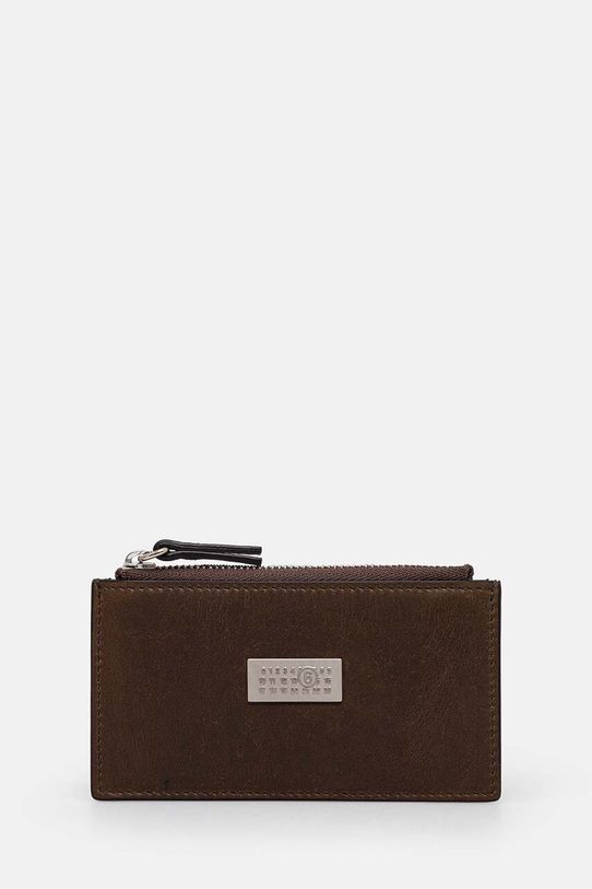 Kožená peněženka MM6 Maison Margiela přírodní kůže hnědá SA5UI0016.P7179