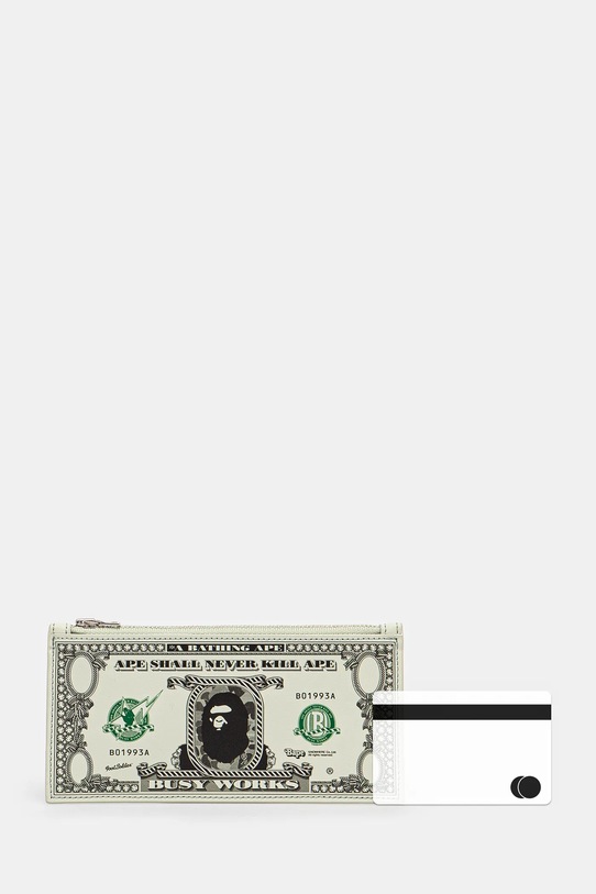 A Bathing Ape leather wallet DESIGN POUCH 1K80190305 green