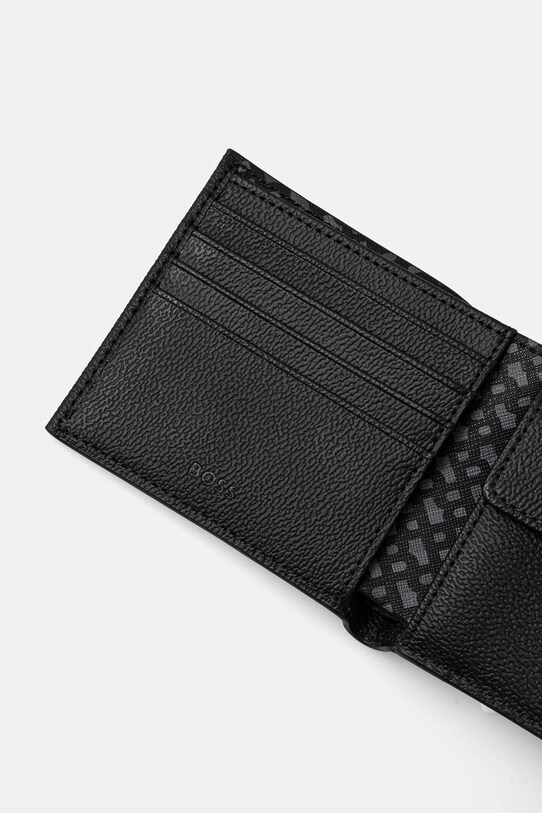Кожаный кошелек BOSS 50529507 чёрный AW24