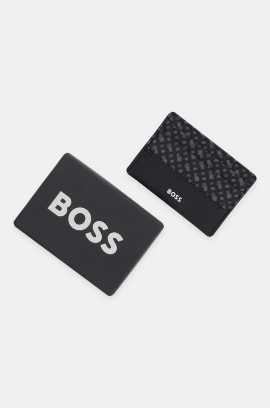Шкіряний чохол на банківські карти BOSS чорний 50529531
