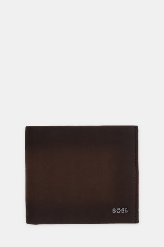 Кожен портфейл BOSS гладка кожа кафяв 50529583