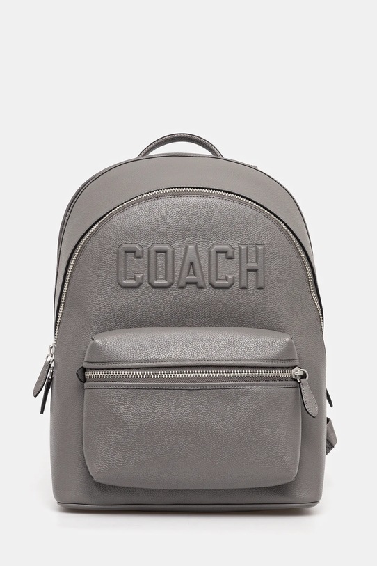 Kožený ruksak Coach nášivka sivá CV928