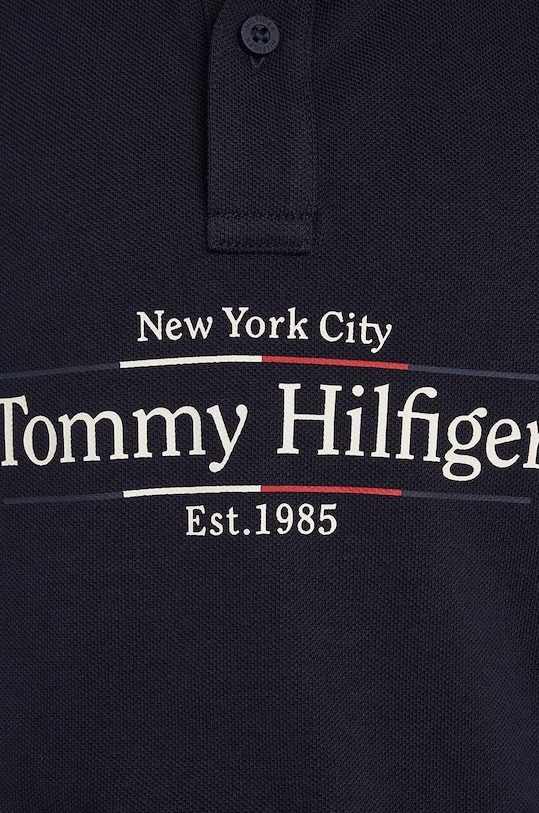 Детское хлопковое поло Tommy Hilfiger тёмно-синий KB0KB09025.9BYH.128.176
