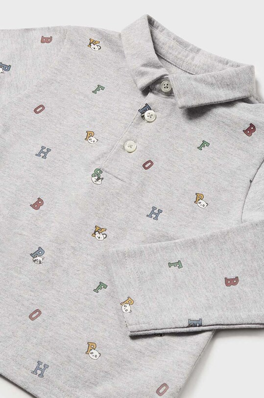Detská bavlnená polokošeľa Mayoral 2182.3A.Baby.9BYH sivá AW24