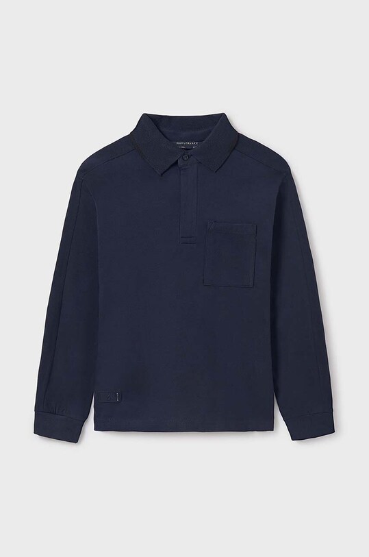 Mayoral polo dziecięce z elastanem czarny 7105.7D.Junior.9BYH