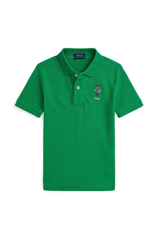 Детска памучна тениска с яка Polo Ralph Lauren памук зелен 322952585001