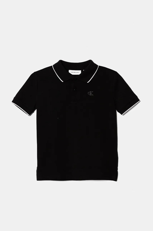 Detské polo tričko Calvin Klein Jeans s elastanom čierna IB0IB02230.9BYH