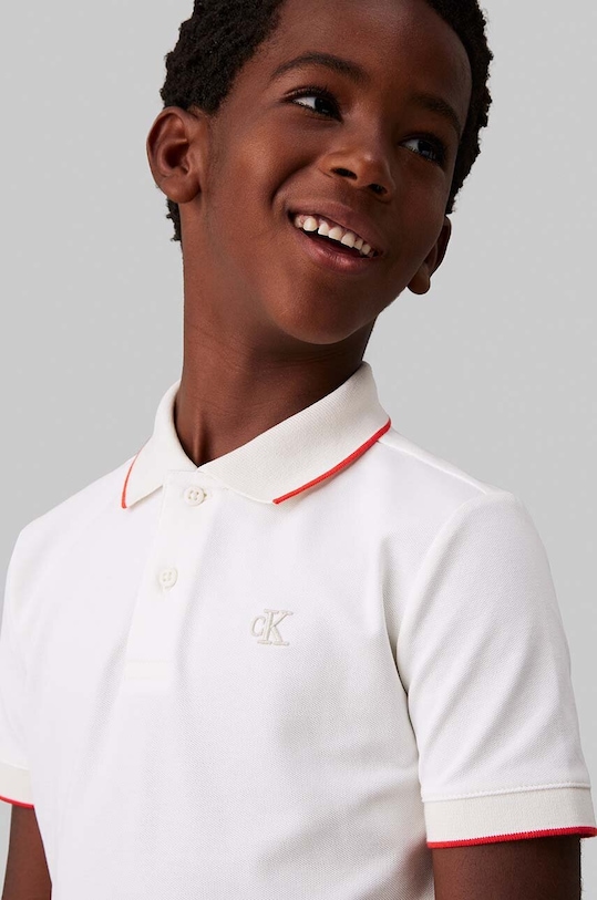 Dětské polo tričko Calvin Klein Jeans IB0IB02230.104.116.9BYH bílá AW24