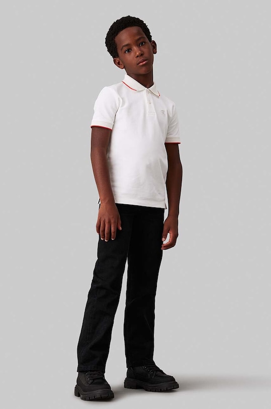 Dětské polo tričko Calvin Klein Jeans bílá IB0IB02230.104.116.9BYH