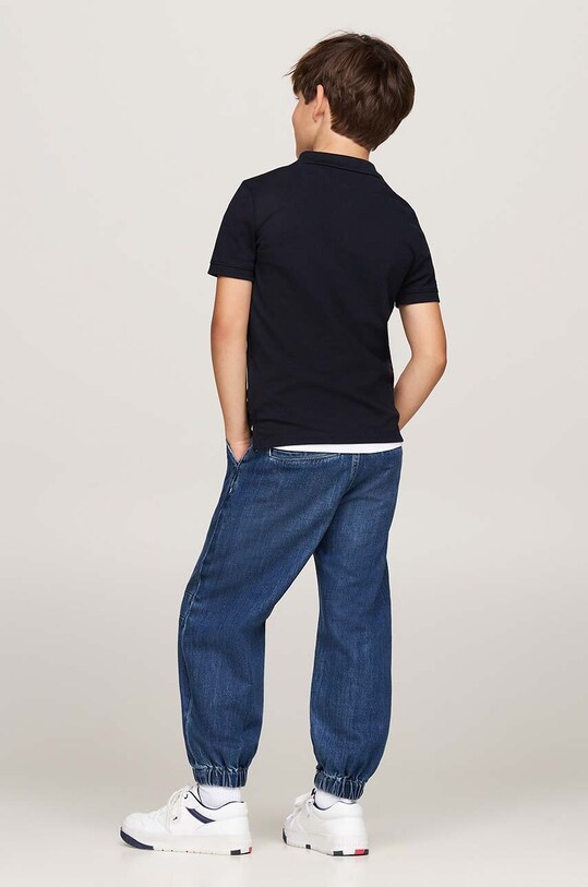 Dětská bavlněná polokošile Tommy Hilfiger KB0KB09272.9BYH.128.176 námořnická modř