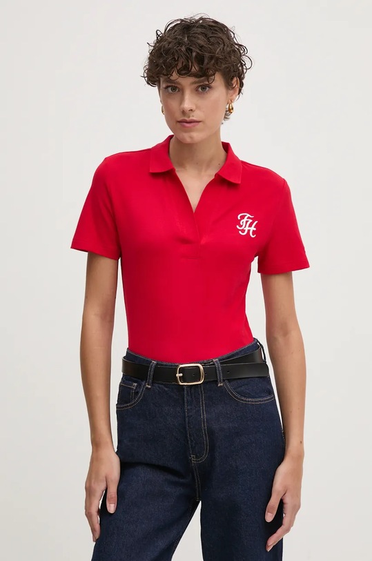 Tommy Hilfiger tricou polo imprimeu rosu WW0WW42607
