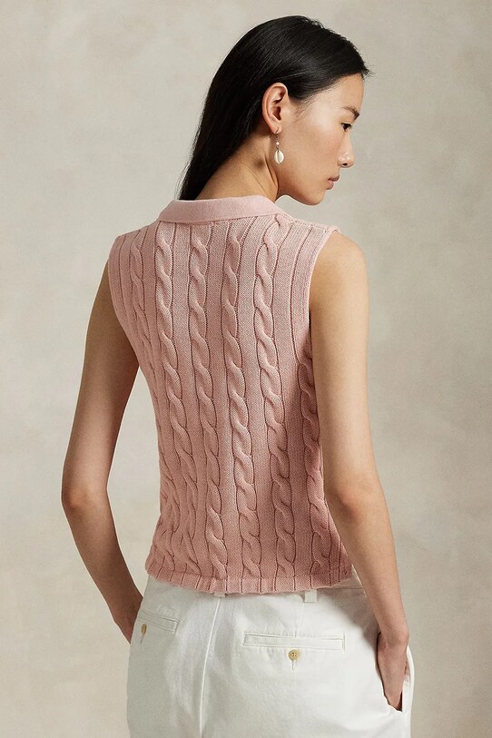 Polo Ralph Lauren kamizelka bawełniana 211943140 różowy SS25