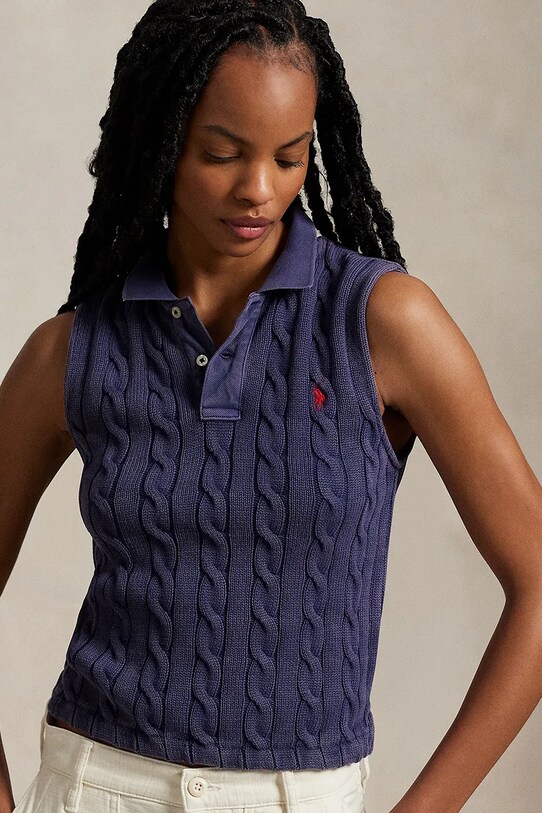 Бавовняна жилетка Polo Ralph Lauren темно-синій 211943140