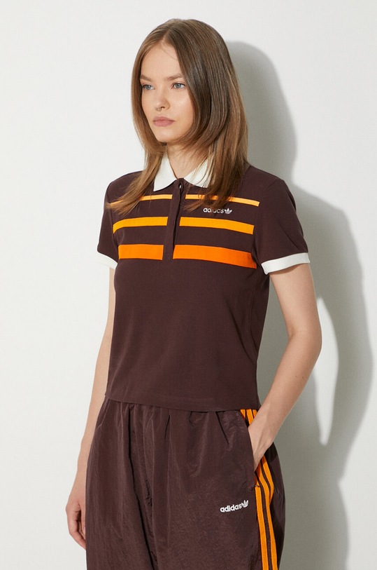 adidas Originals cotton polo shirt 80s Slim JC6175 brown